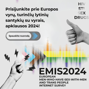 Prisijunkite prie Europos vyrų, turinčių lytinių santykių su vyrais, apklausos 2024